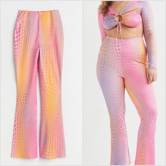 H&M Disco Ombre Sunset Flare Leggings in Stretch Jersey - Picture 1 of 10
